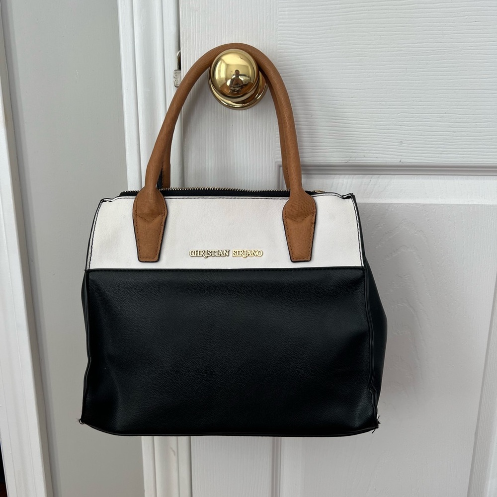 Christian Siriano Two-Tone Satchel with Tan Handles